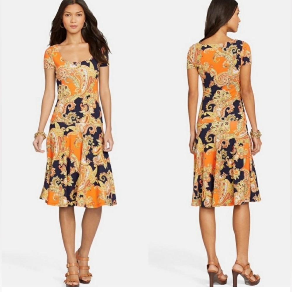 Lauren Ralph Lauren Drop Waist Paisley Dress